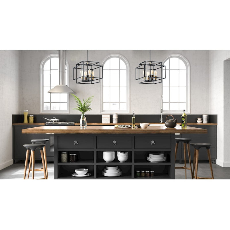 Maxim Lighting Liner 4-Light Pendant, Black/Satin Brass