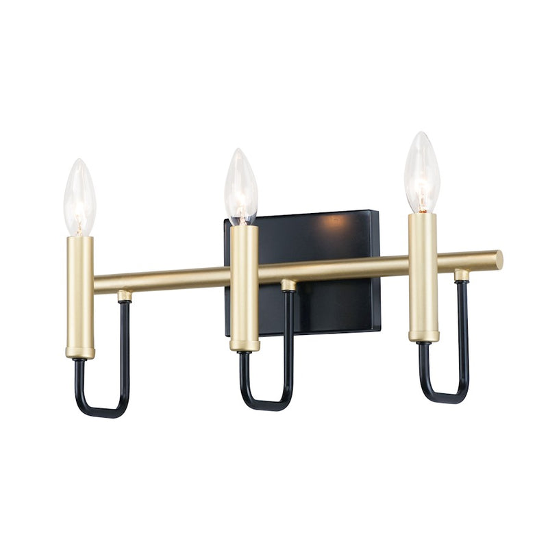 Maxim Lighting Sullivan 3-Light Bath Vanity, Black/Gold
