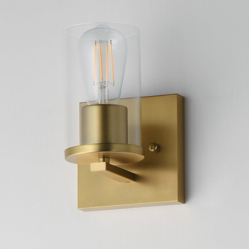 Maxim Lighting Lateral 1 Light 7.75" Wall Sconce, Satin Brass/Clear