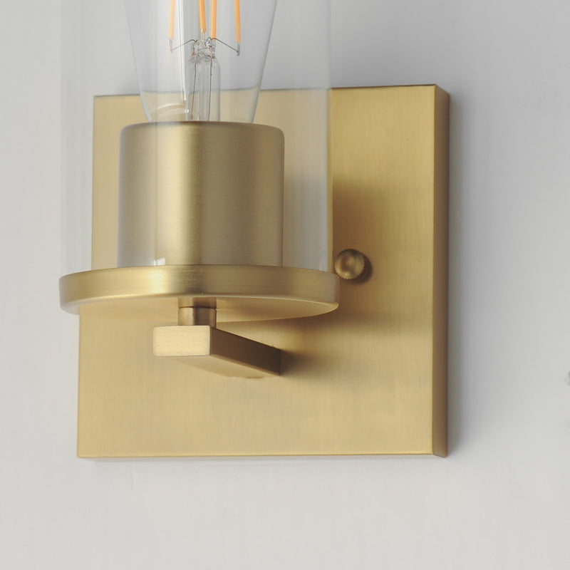 Maxim Lighting Lateral 1 Light 7.75" Wall Sconce, Satin Brass/Clear