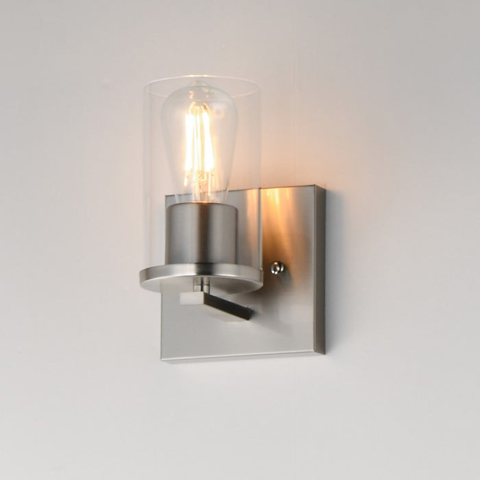 Maxim Lighting Lateral 1 Light 7.75" Wall Sconce, Satin Nickel/Clear