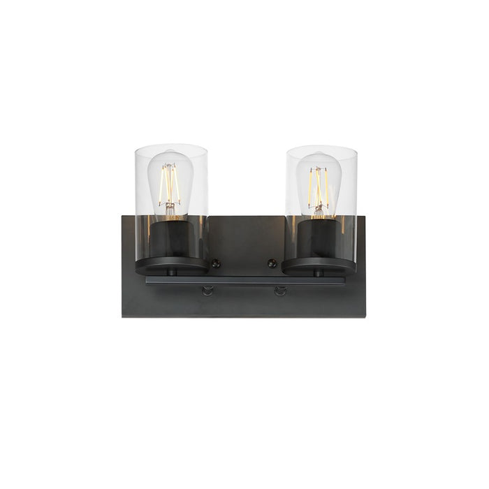 Maxim Lighting Lateral 2 Light 7.75" Bath Vanity, Black/Clear - 10282CLBK