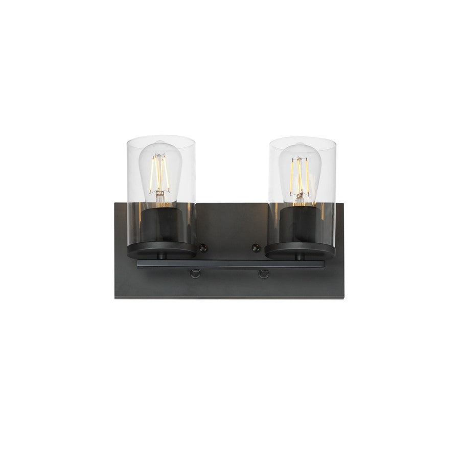 Maxim Lighting Lateral 2 Light 7.75" Bath Vanity, Black/Clear - 10282CLBK