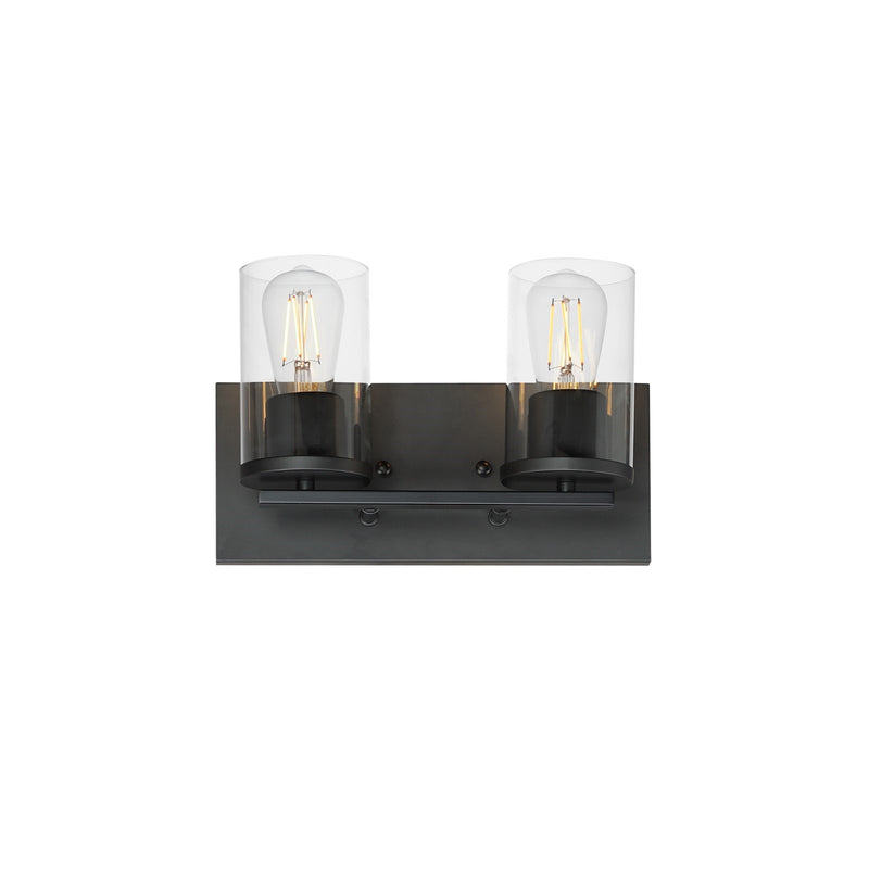 Maxim Lighting Lateral 2 Light 7.75" Bath Vanity, Black/Clear