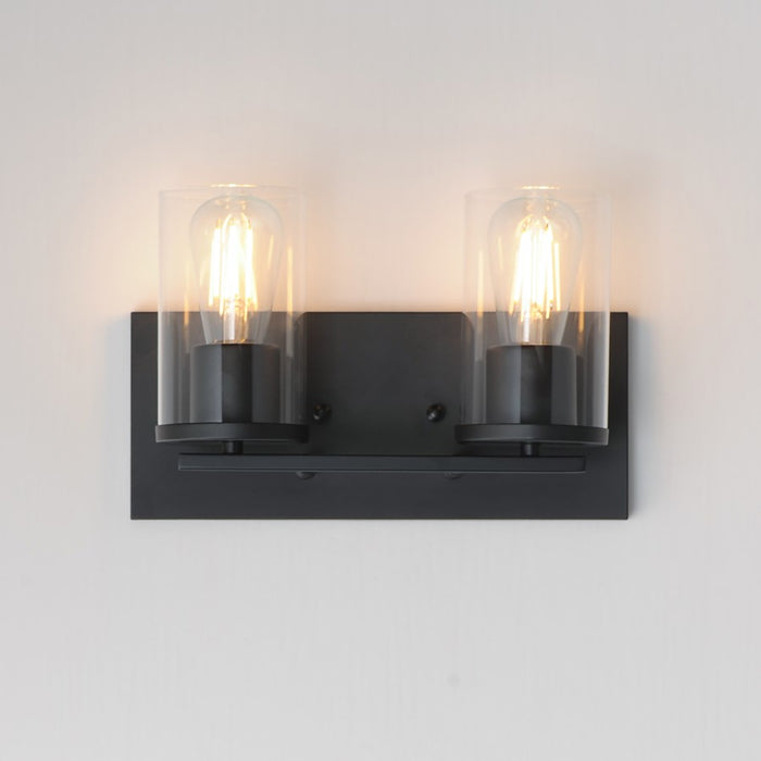 Maxim Lighting Lateral 2 Light 7.75" Bath Vanity, Black/Clear