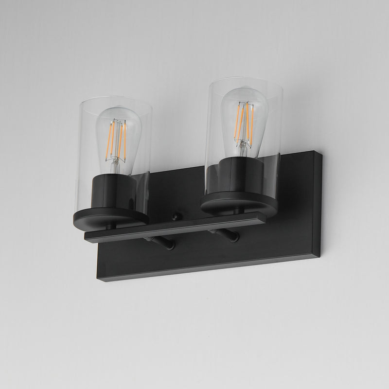 Maxim Lighting Lateral 2 Light 7.75" Bath Vanity, Black/Clear