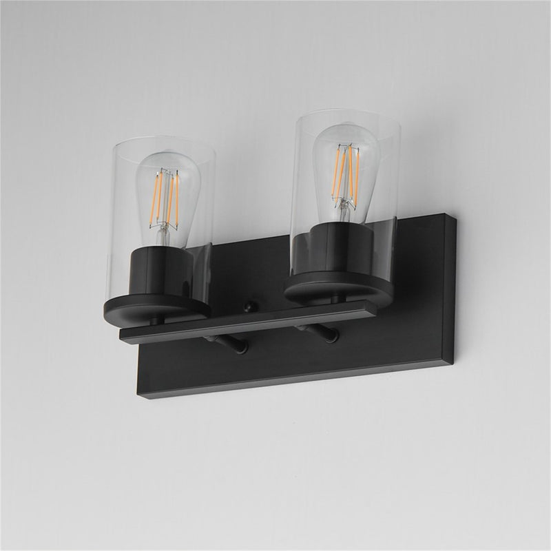 Maxim Lighting Lateral 2 Light 7.75" Bath Vanity, Black/Clear