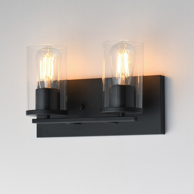 Maxim Lighting Lateral 2 Light 7.75" Bath Vanity, Black/Clear