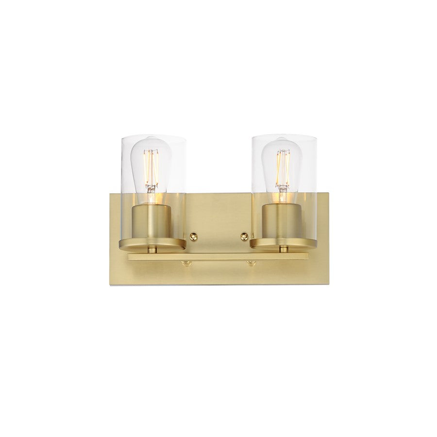Maxim Lighting Lateral 2 Light 7.75" Bath Vanity, Satin Brass/Clear - 10282CLSBR
