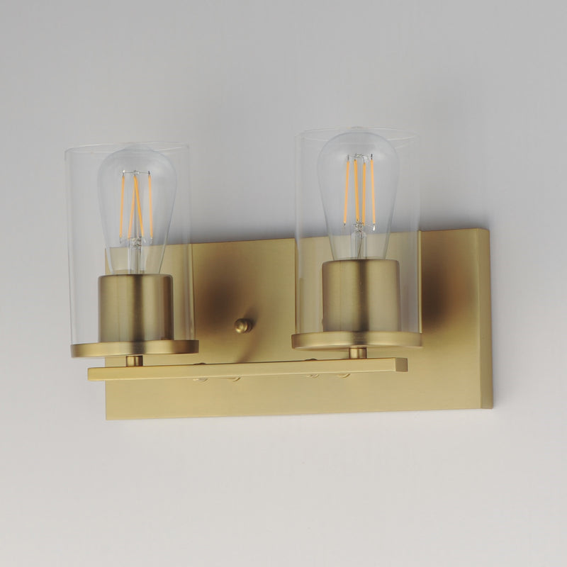 Maxim Lighting Lateral 2 Light 7.75" Bath Vanity, Satin Brass/Clear