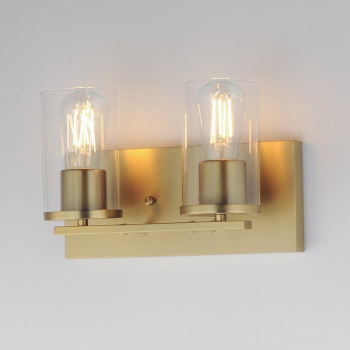 Maxim Lighting Lateral 2 Light 7.75" Bath Vanity, Satin Brass/Clear