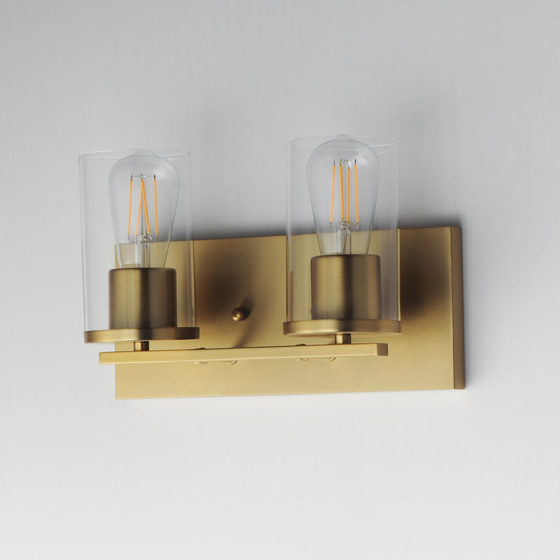 Maxim Lighting Lateral 2 Light 7.75" Bath Vanity, Satin Brass/Clear