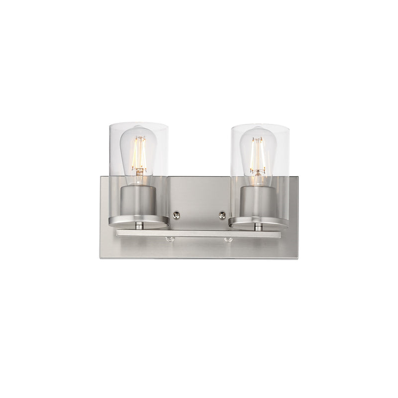 Maxim Lighting Lateral 2 Light 7.75" Bath Vanity, Satin Nickel/Clear