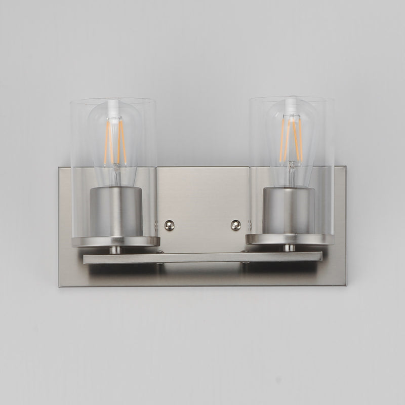 Maxim Lighting Lateral 2 Light 7.75" Bath Vanity, Satin Nickel/Clear