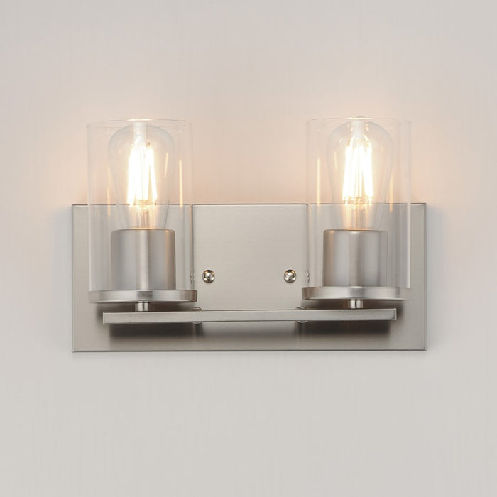 Maxim Lighting Lateral 2 Light 7.75" Bath Vanity, Satin Nickel/Clear
