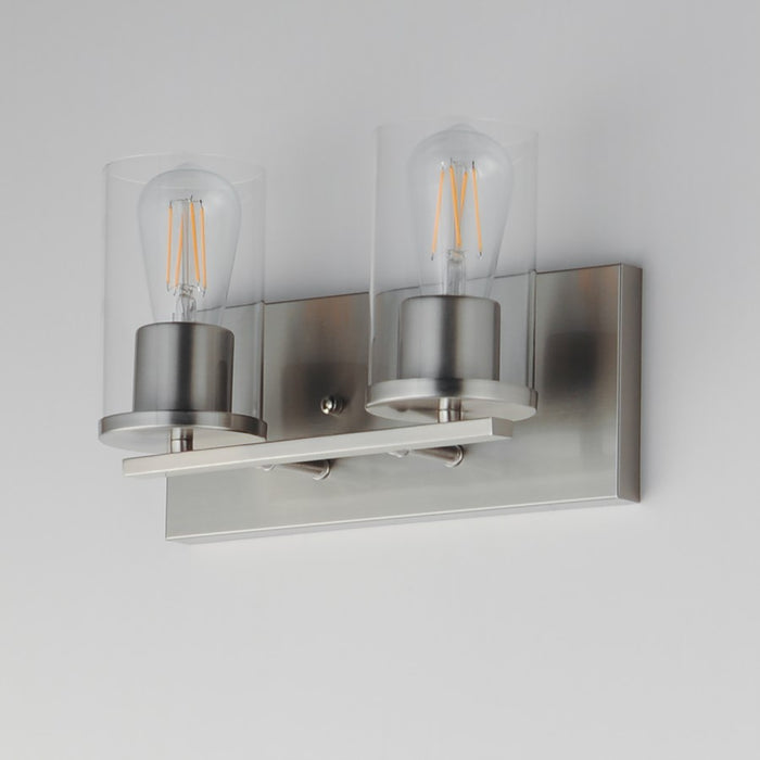 Maxim Lighting Lateral 2 Light 7.75" Bath Vanity, Satin Nickel/Clear