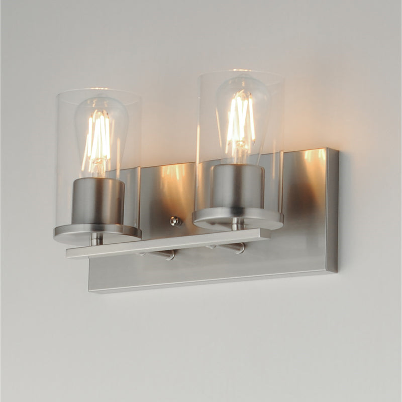 Maxim Lighting Lateral 2 Light 7.75" Bath Vanity, Satin Nickel/Clear
