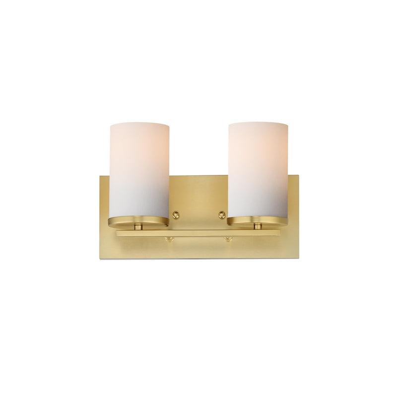 Maxim Lighting Lateral 2 Light Bath Vanity, Satin Brass/Satin White