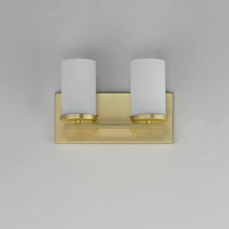 Maxim Lighting Lateral 2 Light Bath Vanity, Satin Brass/Satin White
