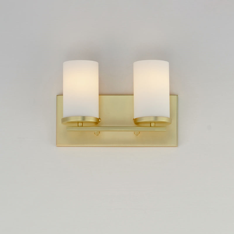 Maxim Lighting Lateral 2 Light Bath Vanity, Satin Brass/Satin White