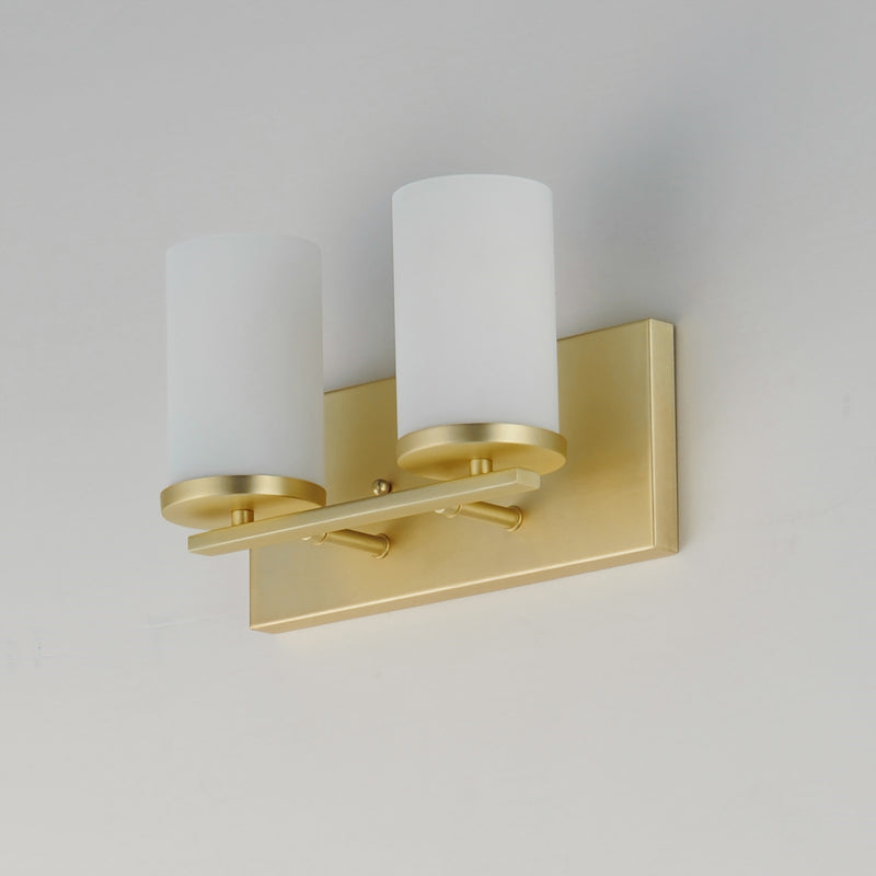 Maxim Lighting Lateral 2 Light Bath Vanity, Satin Brass/Satin White