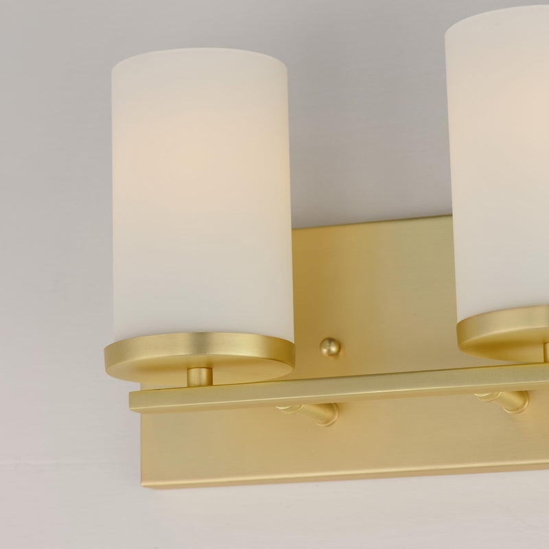 Maxim Lighting Lateral 2 Light Bath Vanity, Satin Brass/Satin White