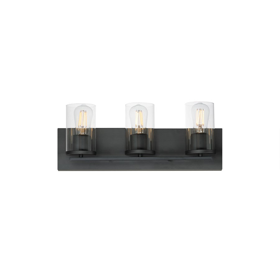 Maxim Lighting Lateral 3 Light 7.75" Bath Vanity, Black/Clear - 10283CLBK