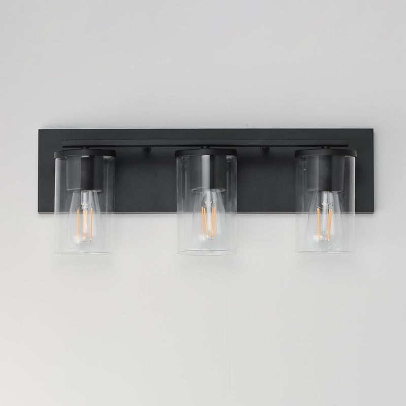 Maxim Lighting Lateral 3 Light 7.75" Bath Vanity, Black/Clear
