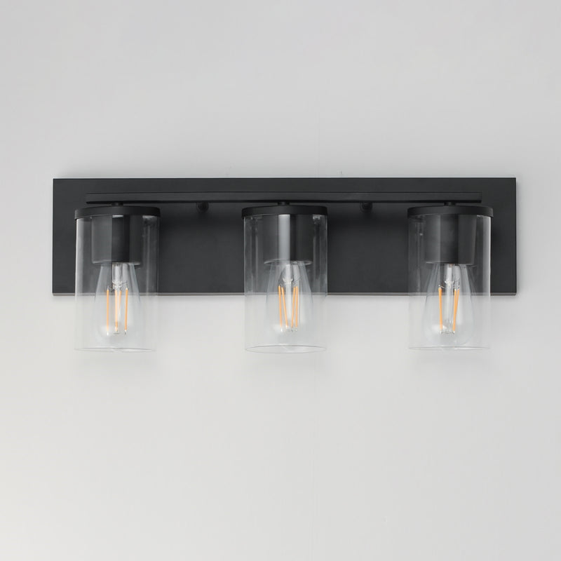 Maxim Lighting Lateral 3 Light 7.75" Bath Vanity, Black/Clear