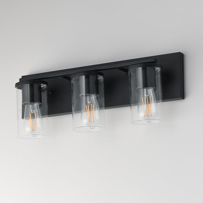 Maxim Lighting Lateral 3 Light 7.75" Bath Vanity, Black/Clear