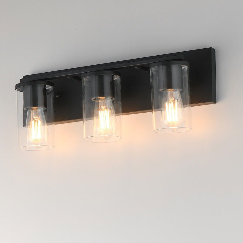 Maxim Lighting Lateral 3 Light 7.75" Bath Vanity, Black/Clear