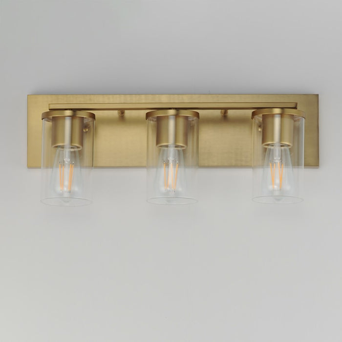Maxim Lighting Lateral 3 Light 7.75" Bath Vanity, Satin Brass/Clear