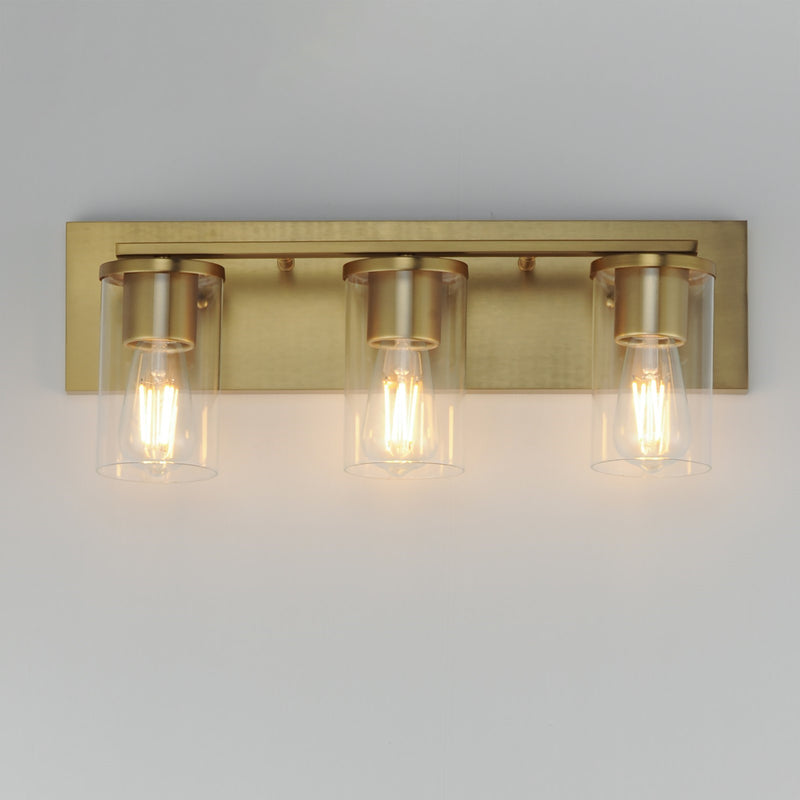 Maxim Lighting Lateral 3 Light 7.75" Bath Vanity, Satin Brass/Clear