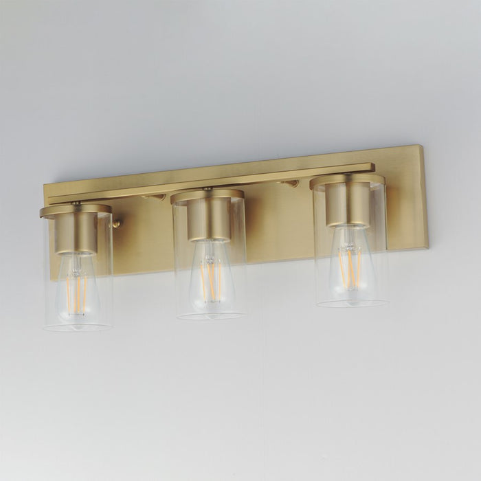 Maxim Lighting Lateral 3 Light 7.75" Bath Vanity, Satin Brass/Clear