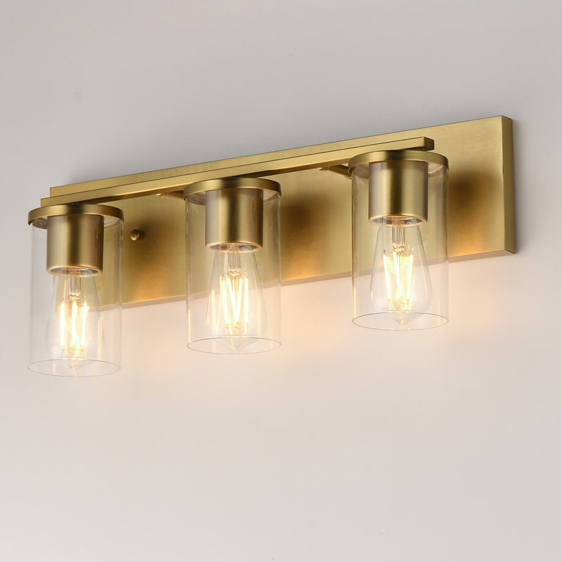 Maxim Lighting Lateral 3 Light 7.75" Bath Vanity, Satin Brass/Clear