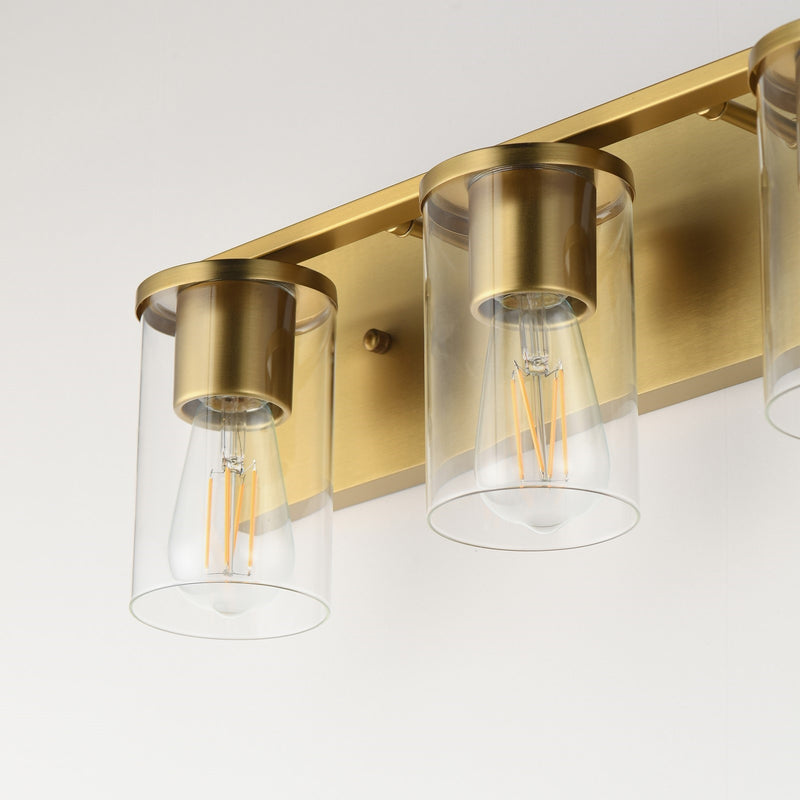 Maxim Lighting Lateral 3 Light 7.75" Bath Vanity, Satin Brass/Clear