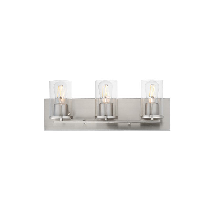 Maxim Lighting Lateral 3 Light 7.75" Bath Vanity, Satin Nickel/Clear - 10283CLSN