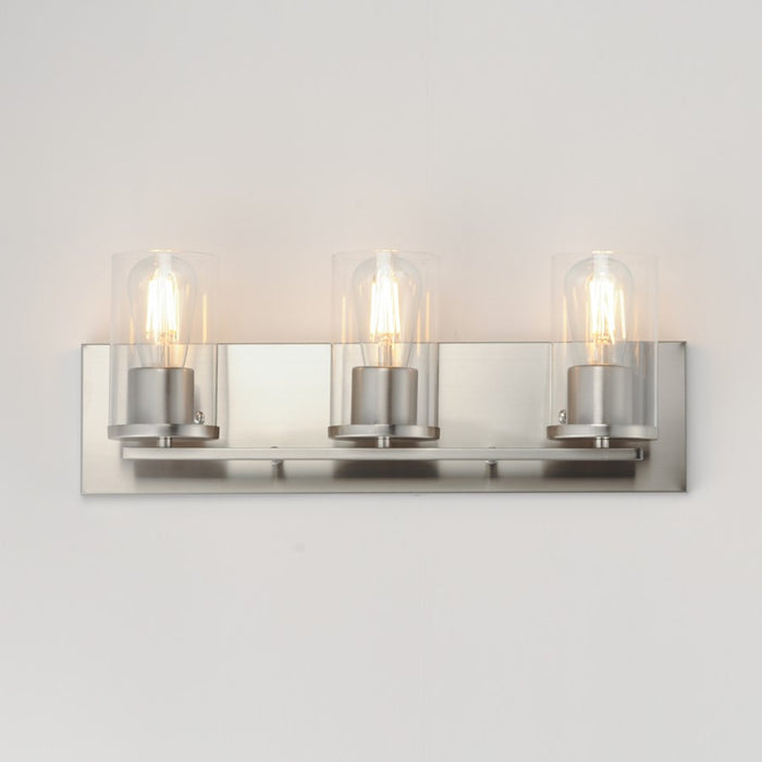 Maxim Lighting Lateral 3 Light 7.75" Bath Vanity, Satin Nickel/Clear