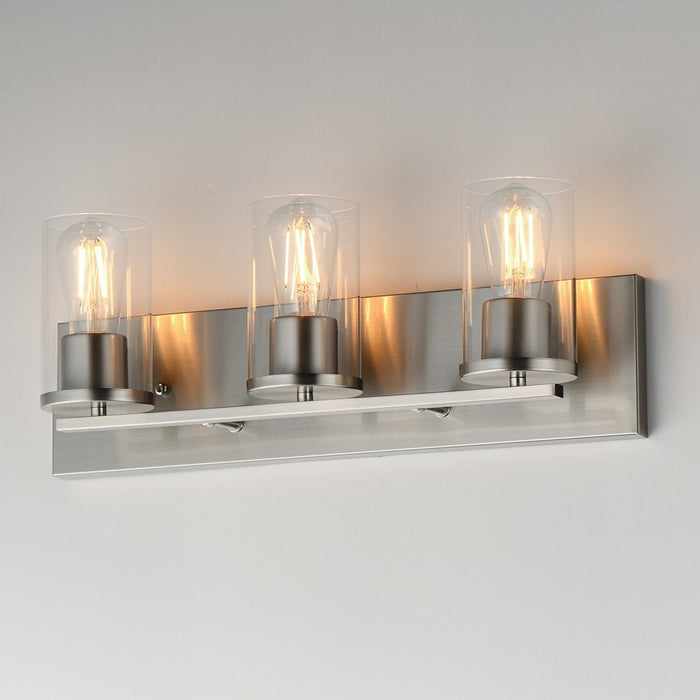 Maxim Lighting Lateral 3 Light 7.75" Bath Vanity, Satin Nickel/Clear