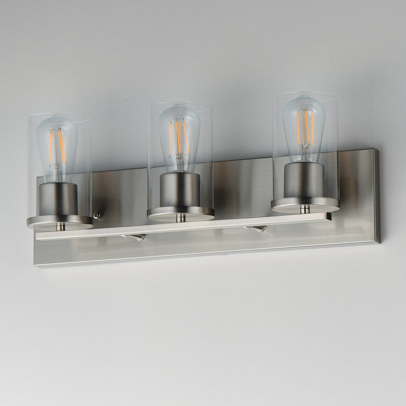 Maxim Lighting Lateral 3 Light 7.75" Bath Vanity, Satin Nickel/Clear