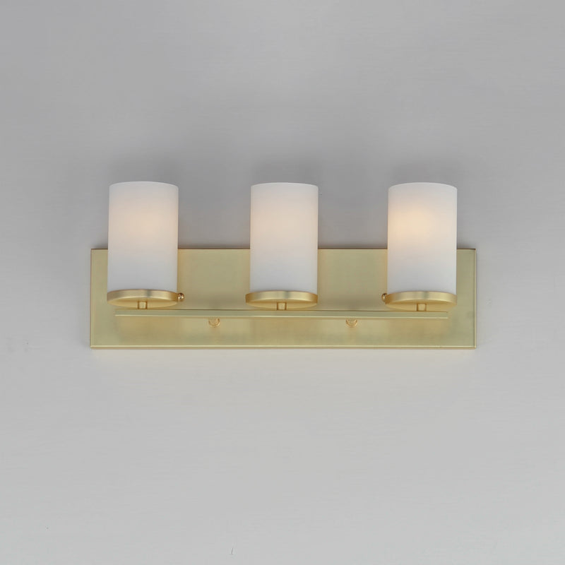Maxim Lighting Lateral 3 Light Bath Vanity, Satin Brass/Satin White