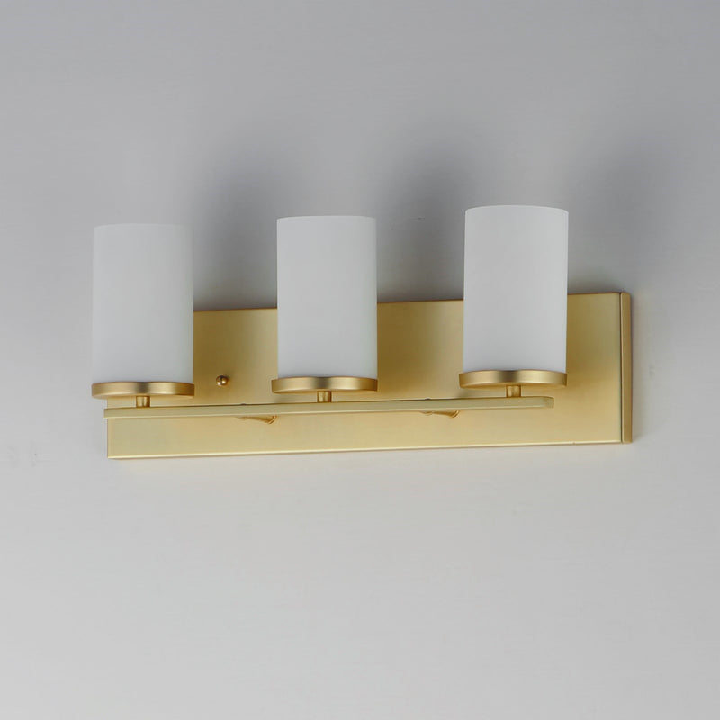 Maxim Lighting Lateral 3 Light Bath Vanity, Satin Brass/Satin White