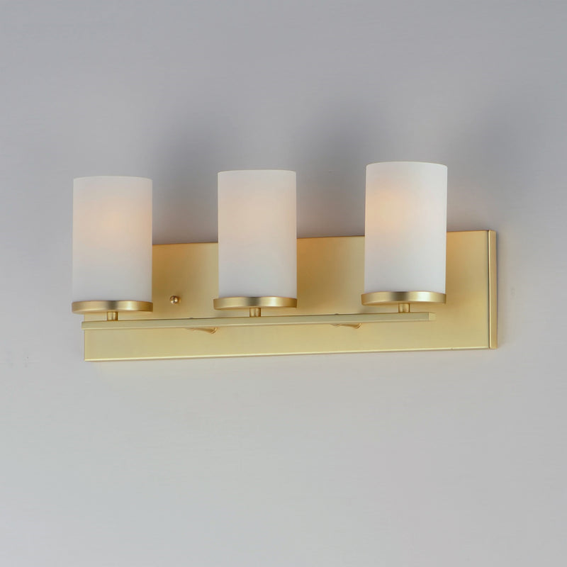 Maxim Lighting Lateral 3 Light Bath Vanity, Satin Brass/Satin White