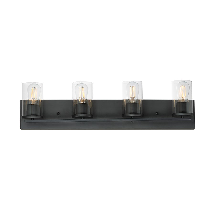 Maxim Lighting Lateral 4 Light 7.75" Bath Vanity, Black/Clear - 10284CLBK