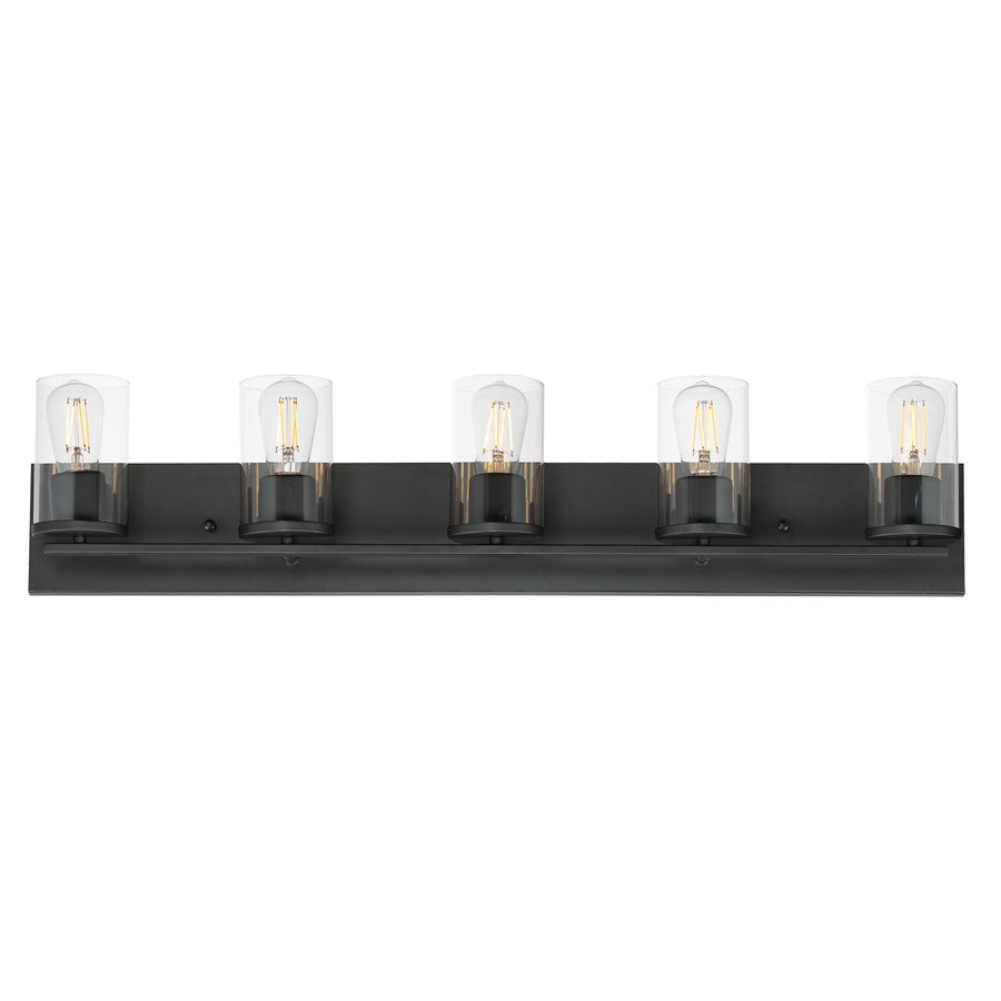 Maxim Lighting Lateral 5 Light 7.75" Bath Vanity, Black/Clear - 10285CLBK