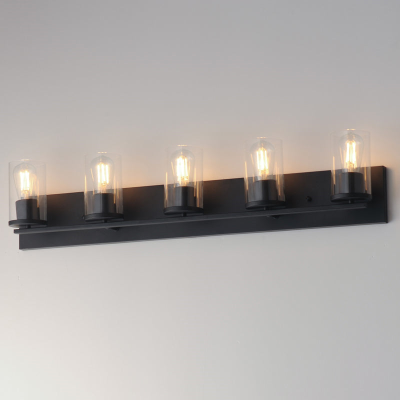Maxim Lighting Lateral 5 Light 7.75" Bath Vanity, Black/Clear