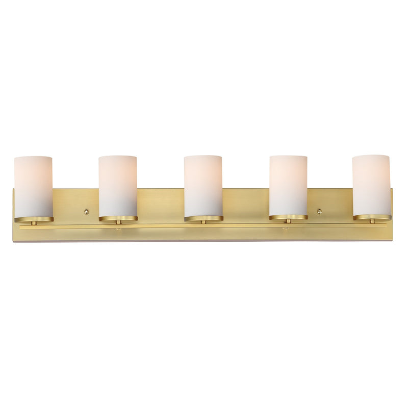 Maxim Lighting Lateral 5 Light Bath Vanity, Satin Brass/Satin White