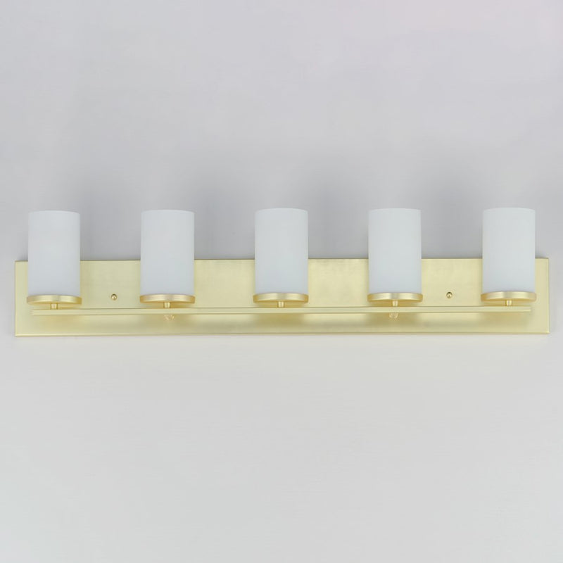 Maxim Lighting Lateral 5 Light Bath Vanity, Satin Brass/Satin White