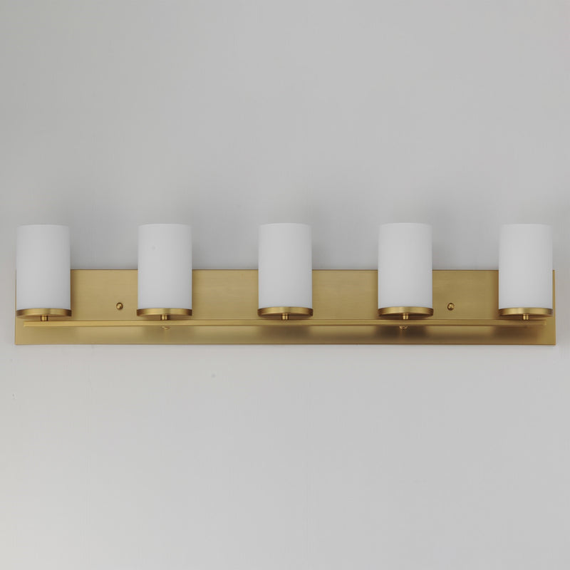 Maxim Lighting Lateral 5 Light Bath Vanity, Satin Brass/Satin White