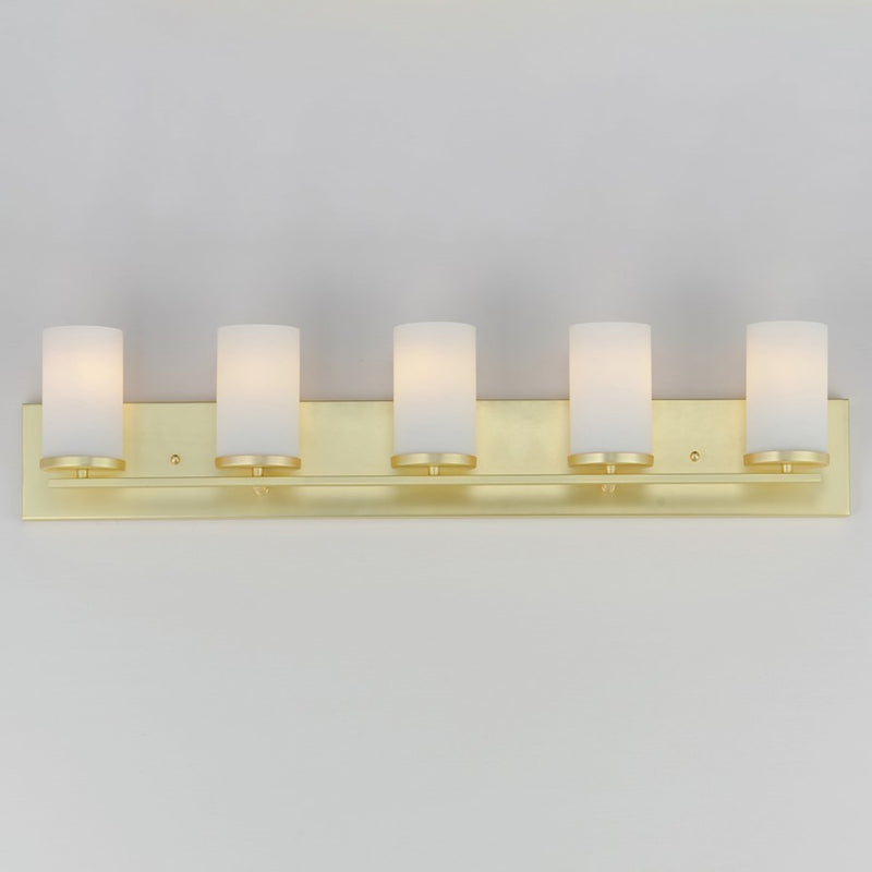 Maxim Lighting Lateral 5 Light Bath Vanity, Satin Brass/Satin White